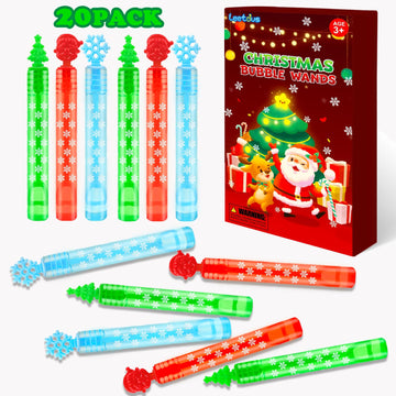 Leetous Christmas Mini Bubbles Wand Party Favors For Toddlers 20 Pack, Christmas Goodie Bags Stocking Stuffers Fillers For Kids,