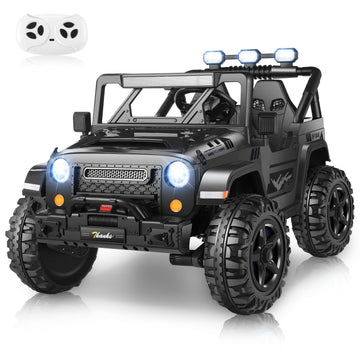 Hikole 24V 4X4 Ride On Toys For Big Kids - 4Wd/2Wd Switchable 2 Seater Power Car Wheels With Remote Control, 4X200W Motors, 5 Mph Max Speed, Music, Electric Car For Boys Girls, Black