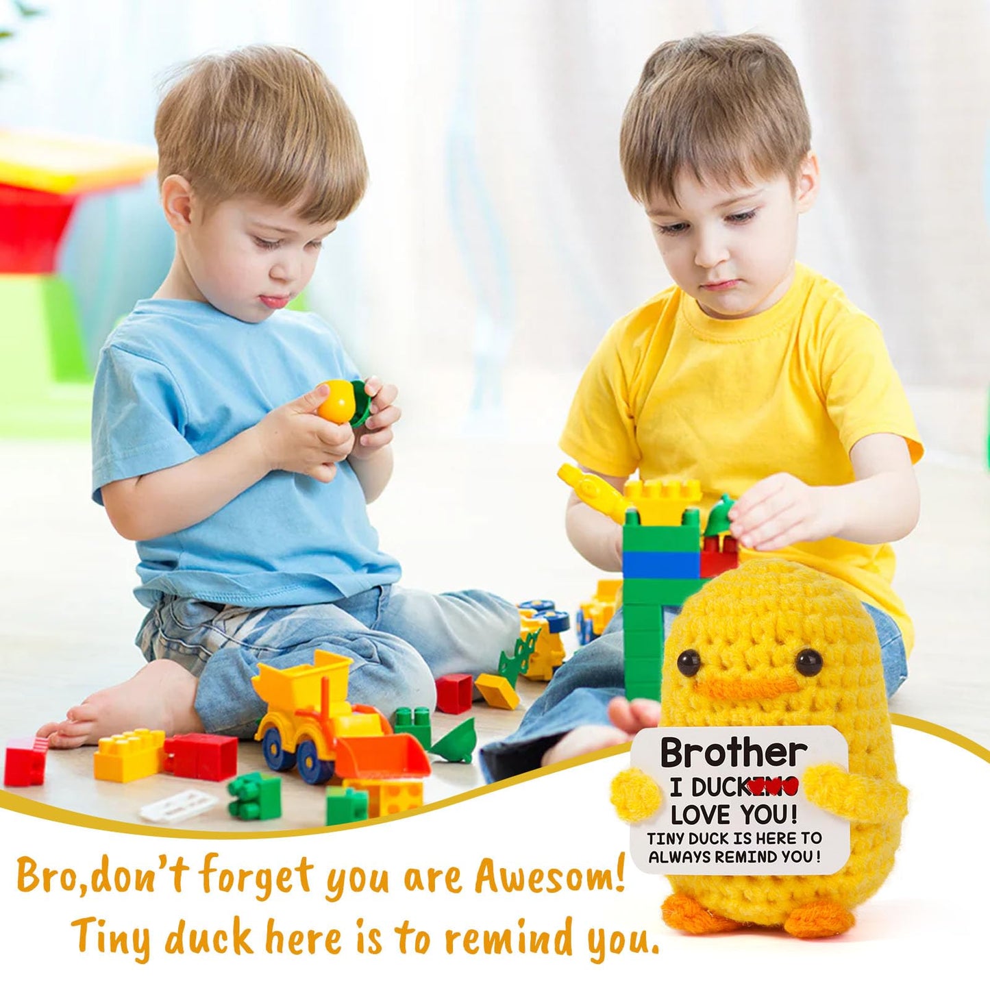 Mbl Funny Birthday Gifts For Brother - Handmade Small Cute Cool Crochet Duck Present For Big Little Bro Easter Graduation Stocki
