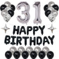 Naninuneno 31St Black Silver Birthday Party Decorations For Men Women, Happy 31 Birthday Party Supplies With Black Happy Birthda