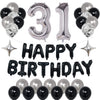 Naninuneno 31St Black Silver Birthday Party Decorations For Men Women, Happy 31 Birthday Party Supplies With Black Happy Birthda