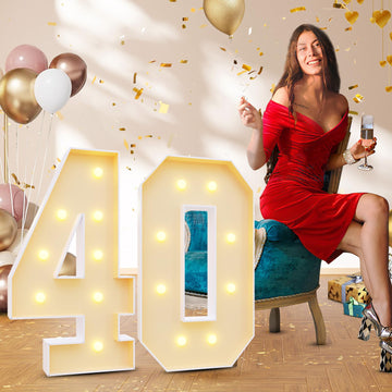 Imprsv 3Ft 40Th Birthday Decorations Numbers: 40Th Birthday Party Anniversary Decorations Large Light Up Numbers 40 For Men Wome