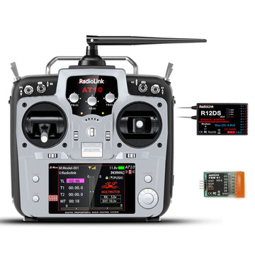 Radiolink AT10II 12 Channels 2.4G RC Transmitter and Receiver R12DS & PRM-01 Voltage Telemetry Radio Controller for RC Airplane 
