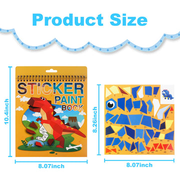 Crafts For Kids Ages 4-8,6-8 Sticker Paint Number Books Dinosaurs And Vehicles Sticker Book Boys Girls Birthday Party Favors Road Plane Travel Activities Toys (Vehicles + Dinosaurs)