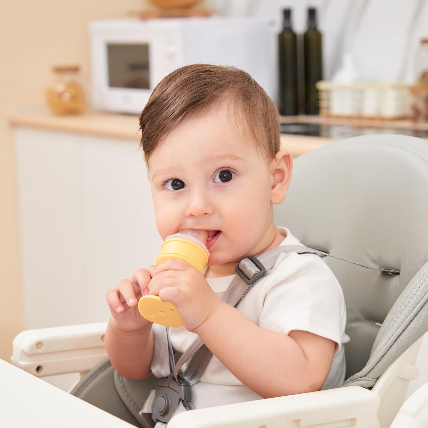 Smily Mia Baby Fruit Food Feeder & Freezer Teether Combo, ICY Bite Ice Cream Teether for Baby Cooling Relief, BPA Free Silicone