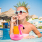 Grobro7 12Pcs Inflatable Glitter Flamingo Drink Holder Sparkling Confetti Drink Pool Floats Coasters Swimming Floating Cup Holde