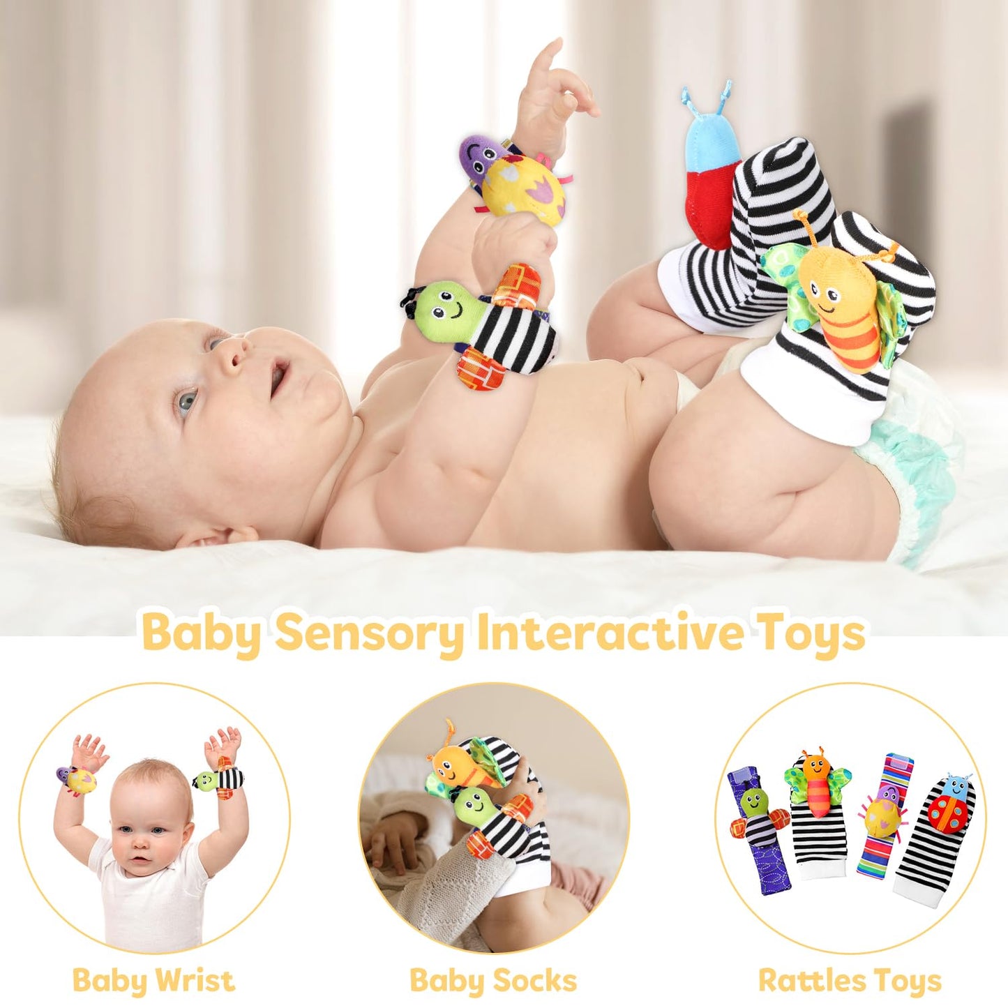 Iaovueby Baby Gift Set, Baby Shower Gifts, Black And White High Contrast Baby Toys 0-6 Months For Newborn Essentials Infant Ratt