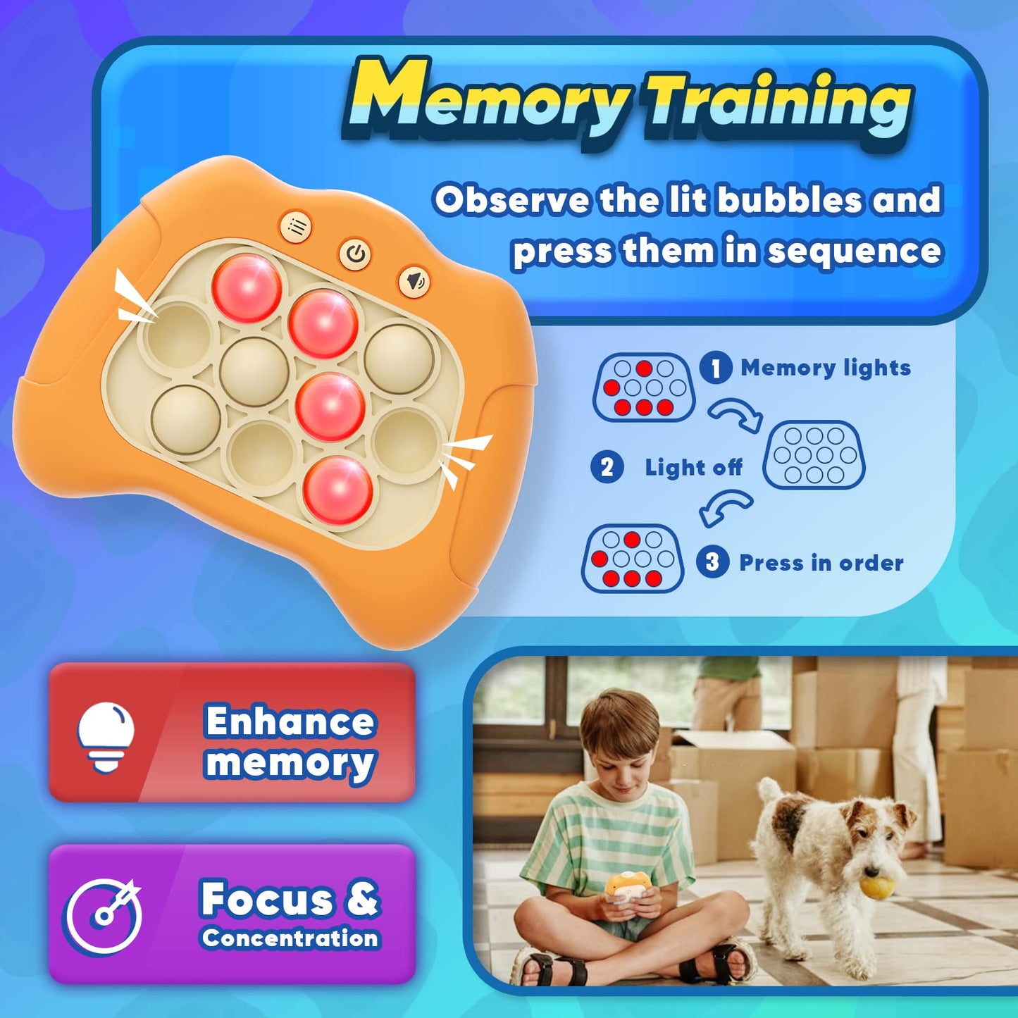 Byserten Handheld Game For Kids 6-12 With Lights And Sounds, Sensory Fidget Toys For Kids 8-12, Birthday Gifts For 6 7 8 9 Year Old Girls & Boys & Teens -Orange