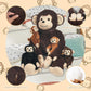 Xyhqyb Monkey Stuffed Animals With Babies Inside, 5 Piece Set Of Mommy And Baby Monkeys Plush In Zippered Pouch, Nurturing Stuff