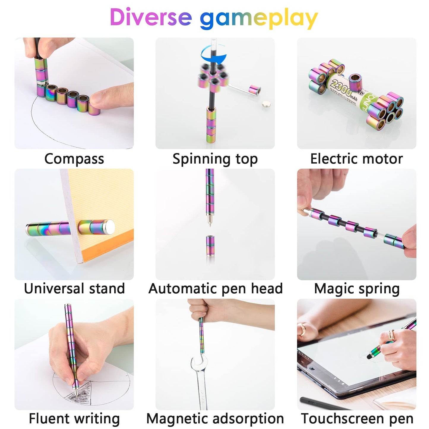 Nbzxsymag Fidget Pen, Magnetic Fidget Toy Pen,Fidget Toy For Birthday Gifts Best Gift For 10 11 12 13 14 15 Year Old Boy - Novel