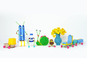 Open-Ended Educational Construction Arts And Crafts Building Toy Kit Diy Imaginative Recycling Toy-Making Kit For Kids Of All Ages Master 128 Pcs Set