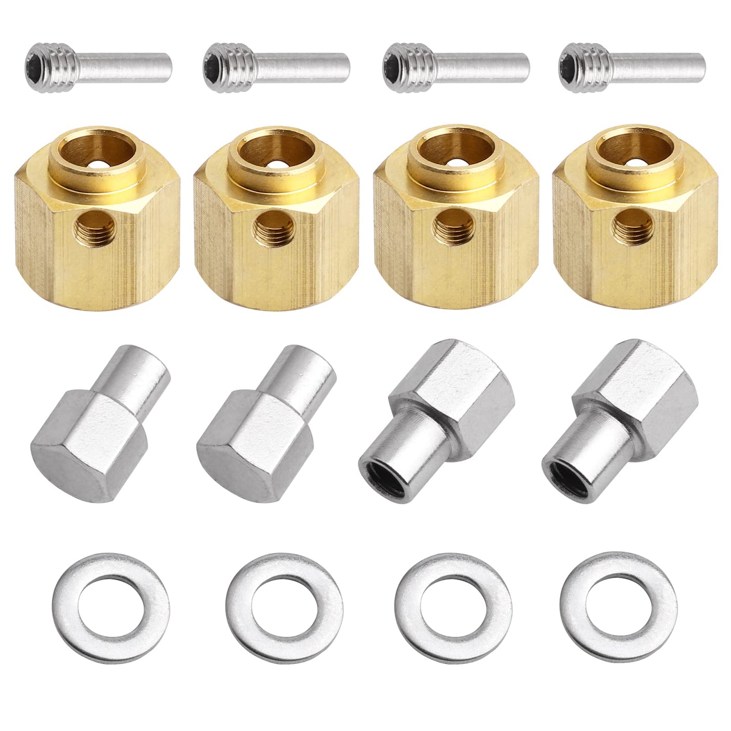 HobbyPark RC Brass Spacers Wheel Hex Hubs Extenders for TRX4 Wheels Extension Hex Drive Adapter (10mm Thickness)