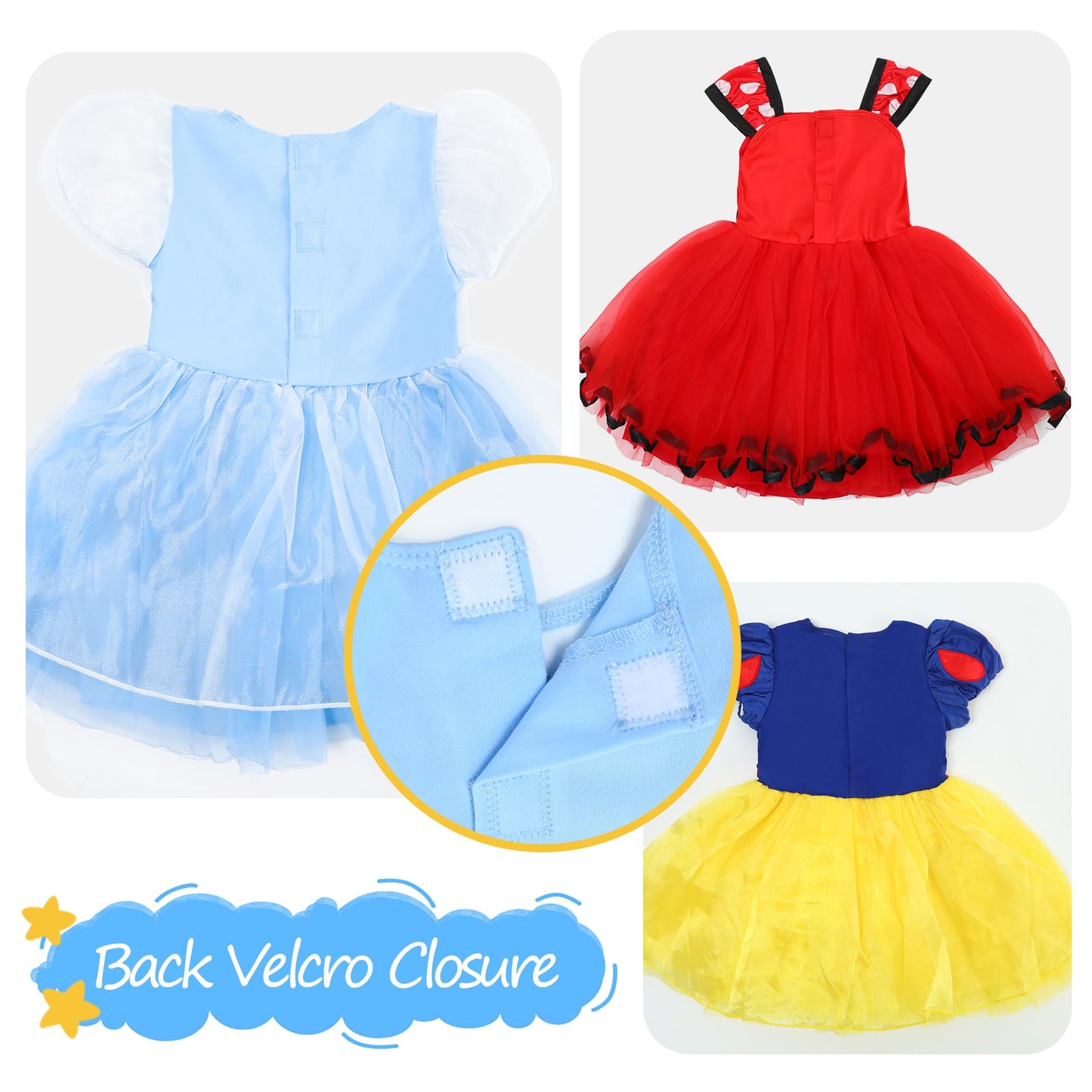 Alecosfun Princess Costume Trunk For Toddler Girls, 4 Pcs Fancy Dresses Tutu Skirts Headband For Babies Birthday 12-18M