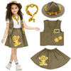 Ikali Kids Girls Zoo Keeper Costume Tiger Print Explorering Kit With Safari Vest & Hat