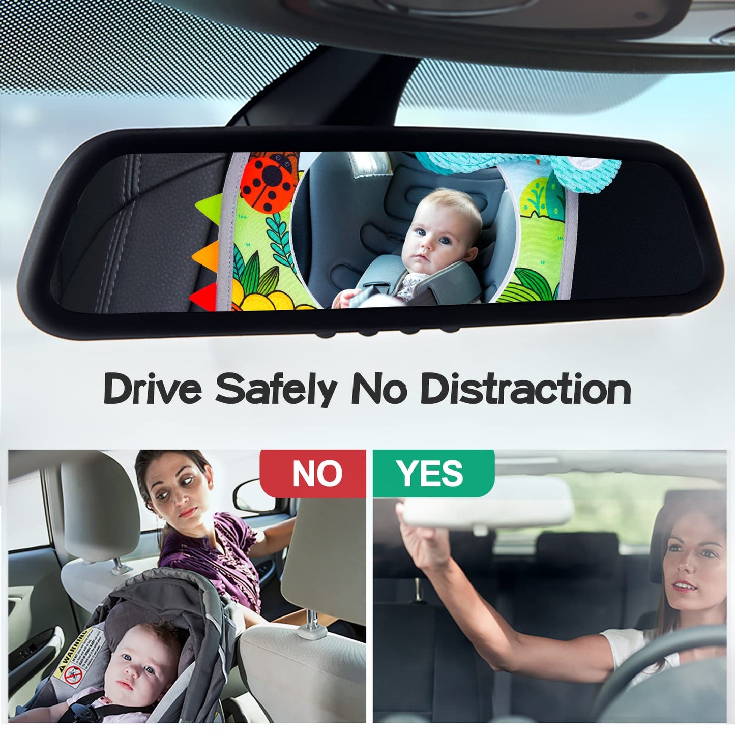 Car Seat Toys, Baby Mirror Toy For Car, Baby Car Toys Rear Facing, Mirror,Teether And Crinkle Paper, Fun Travel Infant Car Seat