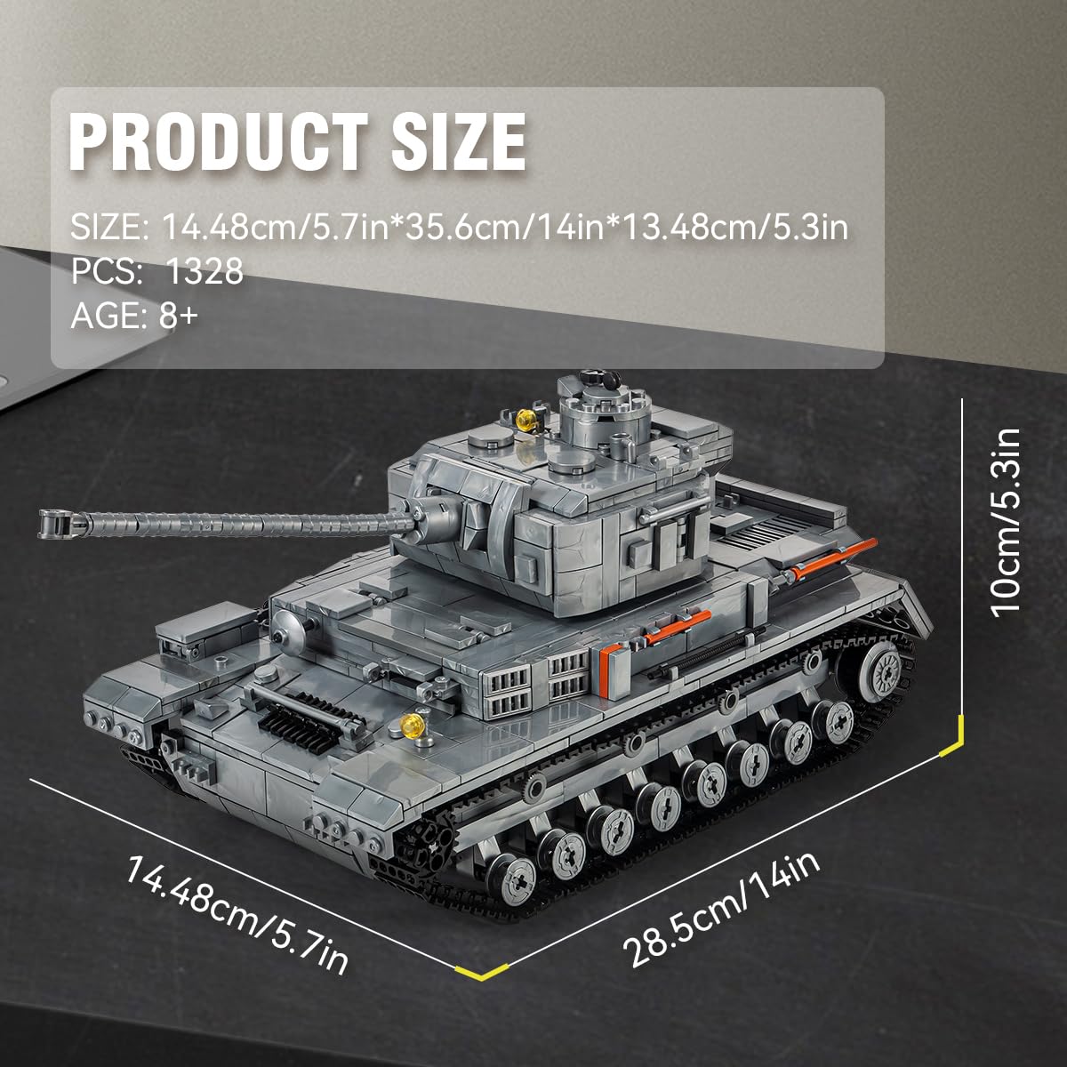 DAHONPA Panzer-? Tank Army Building Block(1328 PCS) WW2 Military Historical Collection Model with Soldier Figures Toys Gifts for Kid and mature-themed.