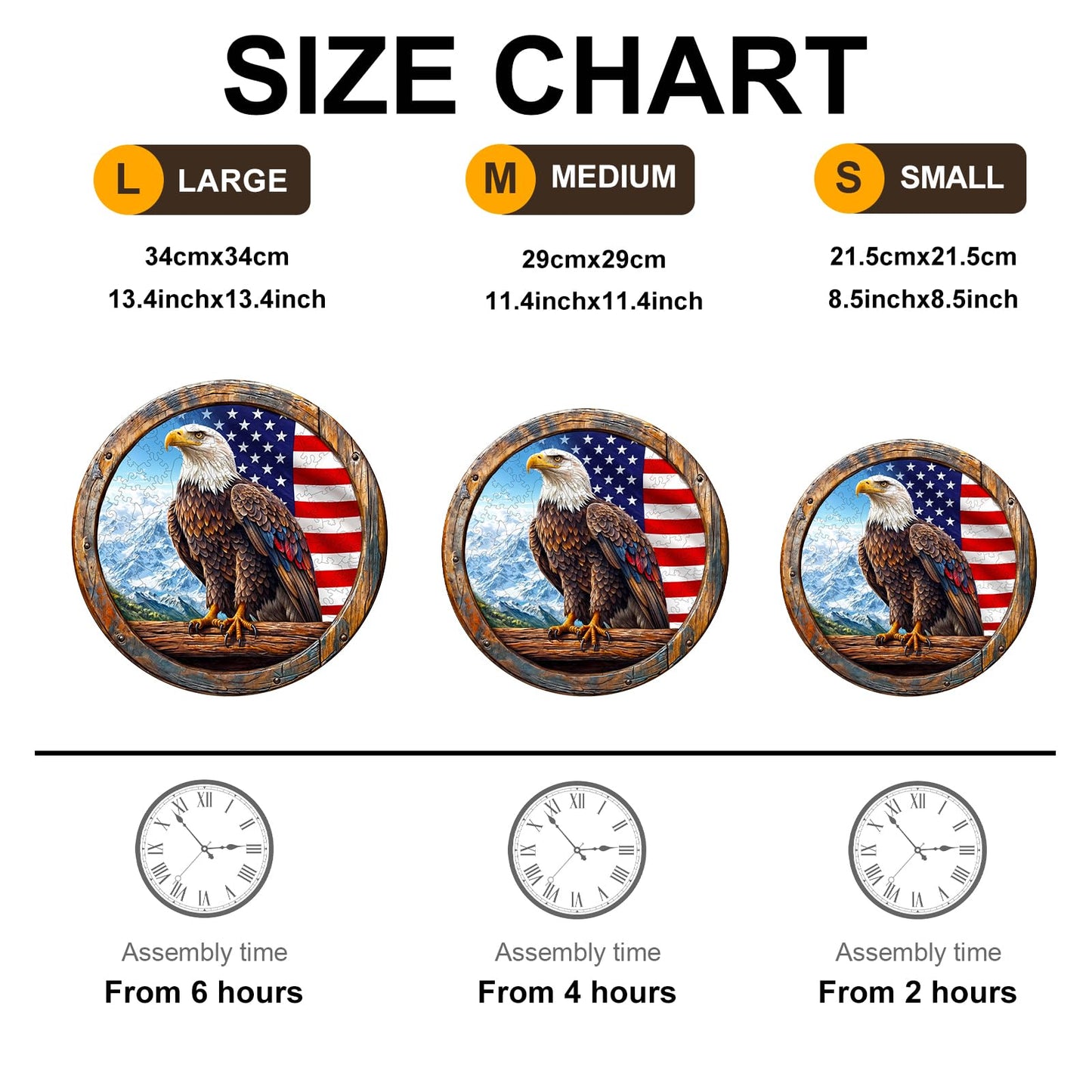 KAAYEE Wooden Puzzles for mature-themeds  3D Vision Effect Bald Eagle Wooden Jigsaw Puzzle Unique Shape Wood Puzzle mature-themed  Flat Puzzle Birthday Fathers Family Game (M-11.4 * 11.4in-200pcs)
