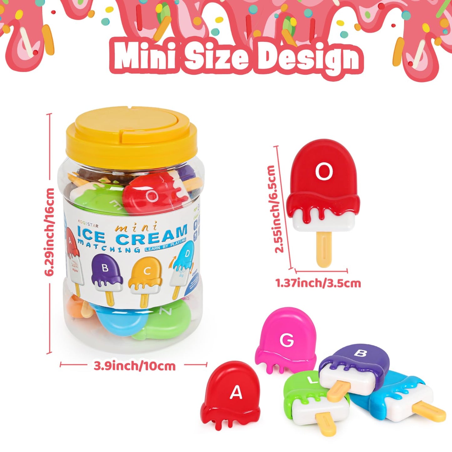 Alphabet Learning Toys Matching Letter ABC Fine Motor Toy Double-Side Ice Cream Toys Preschool Learning Activities Montessori fo
