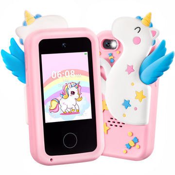 SYNCFUN Kids Smart Phone, Unicorn Christmas Birthday Gift for Girls Age 3 4 5 6 7 8 Year Old, Toddler Phone Toys with Dual Camer