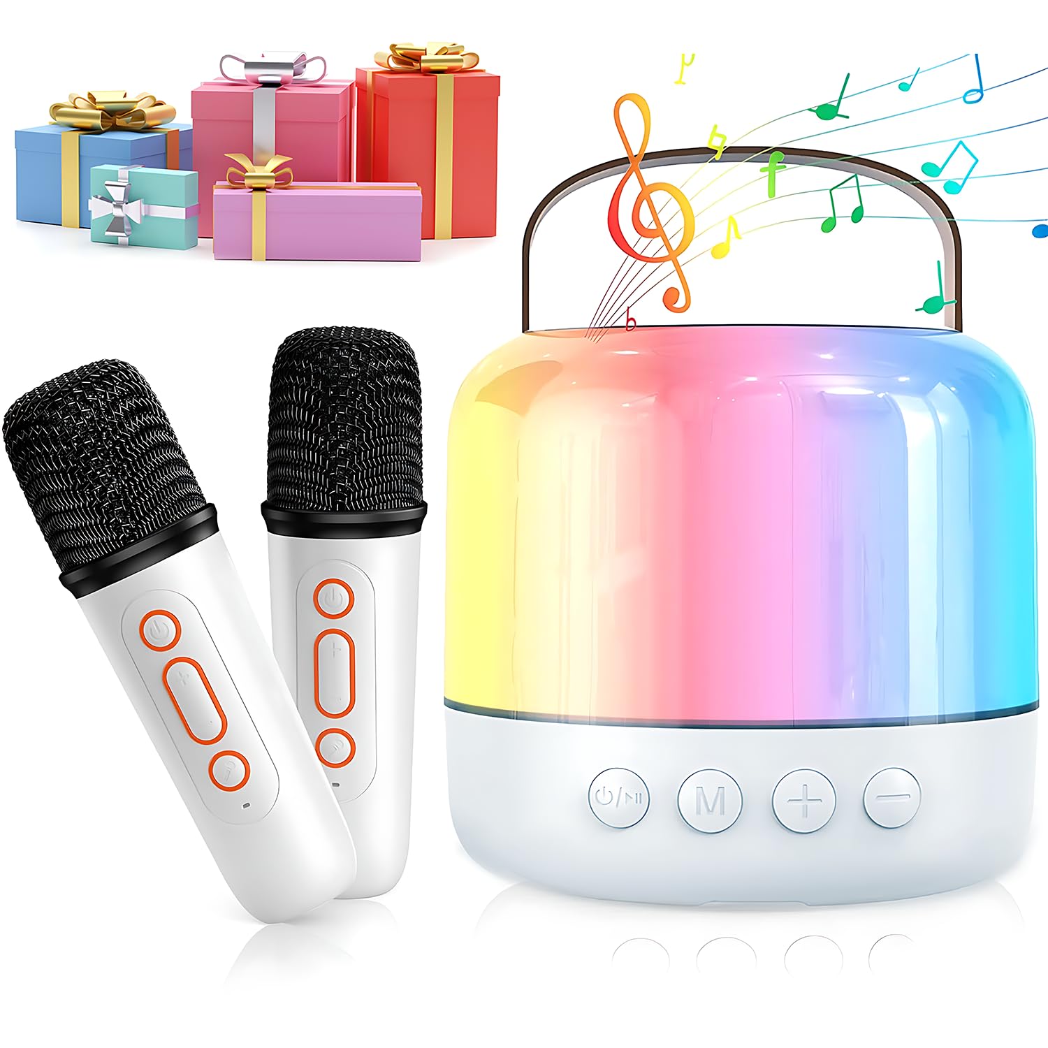 Mini Karaoke Machine For Kids Adult: 2Mic Portable Bluetooth Speaker With Wireless Microphone - Karaoke For Girls Age 4 5 6 7 8