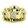 Elegant Sparkling Celebration Gold Plastic Tiara (3.5 x 5) - 1 Pc. - Ideal for Birthdays, Anniversaries & Events