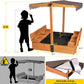 Aivituvin Kids Sand Boxes With Canopy Sandboxes With Covers Foldable Bench Seats, Children Outdoor Wooden Playset - Upgrade Retr