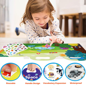 Reusable Sticker Books For Toddlers 2-4 Years, Sticker Books For Kids 1-3, Birthday Gifts For Kids Toddler Boys Girls Travel Toys (Insects)