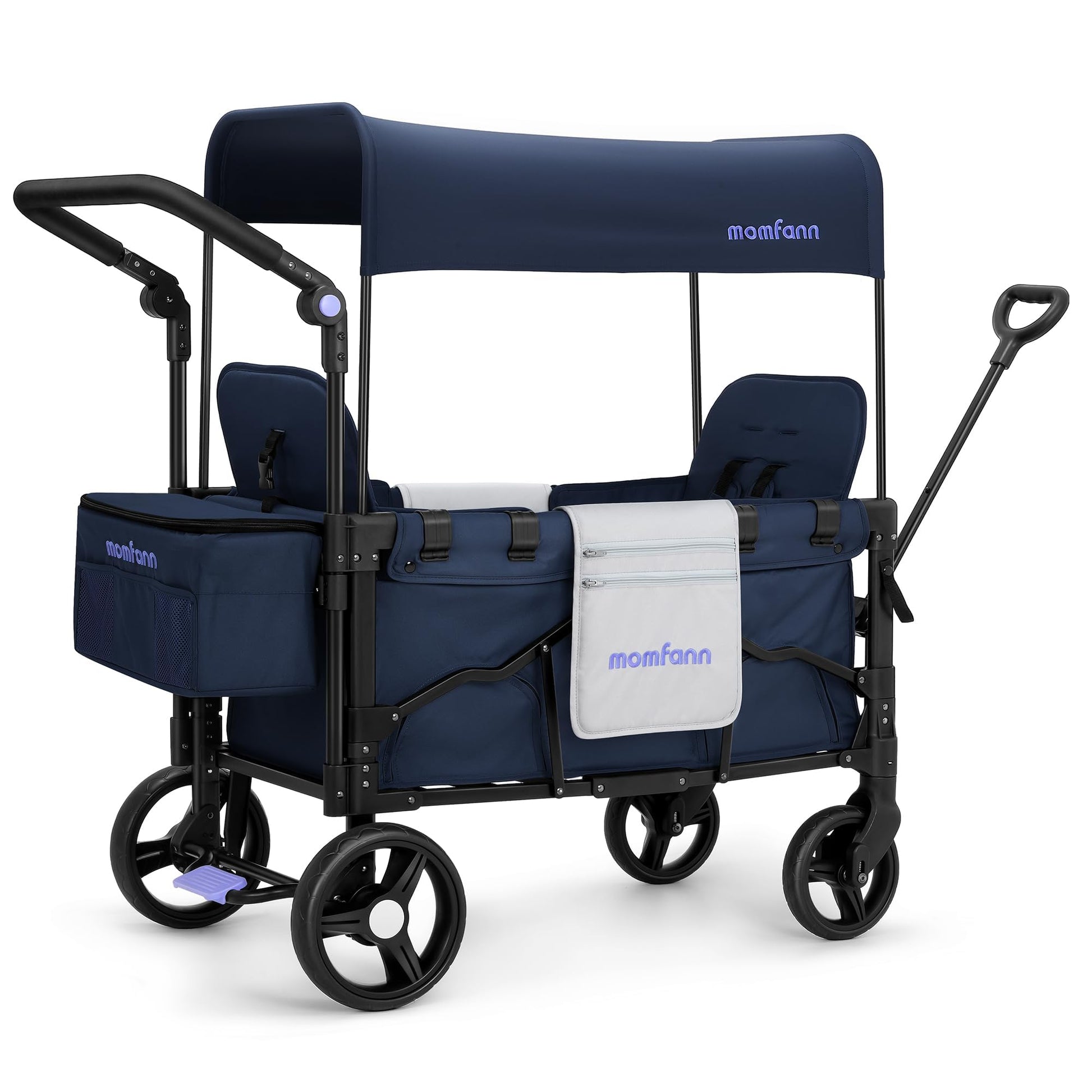 Momfann Stroller Wagon For 2 Kids, Baby Wagon Stroller With Adjustable Handle For Infants And Toddlers Includes Canopy & Organiz