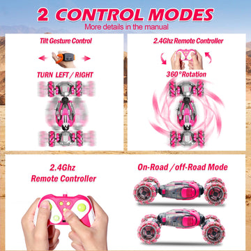 Toileum Gesture Sensing Rc Stunt Car, 360 Rotating 4Wd Remote Control Transform Hand Controlled Car, Birthday Presents Best Gift