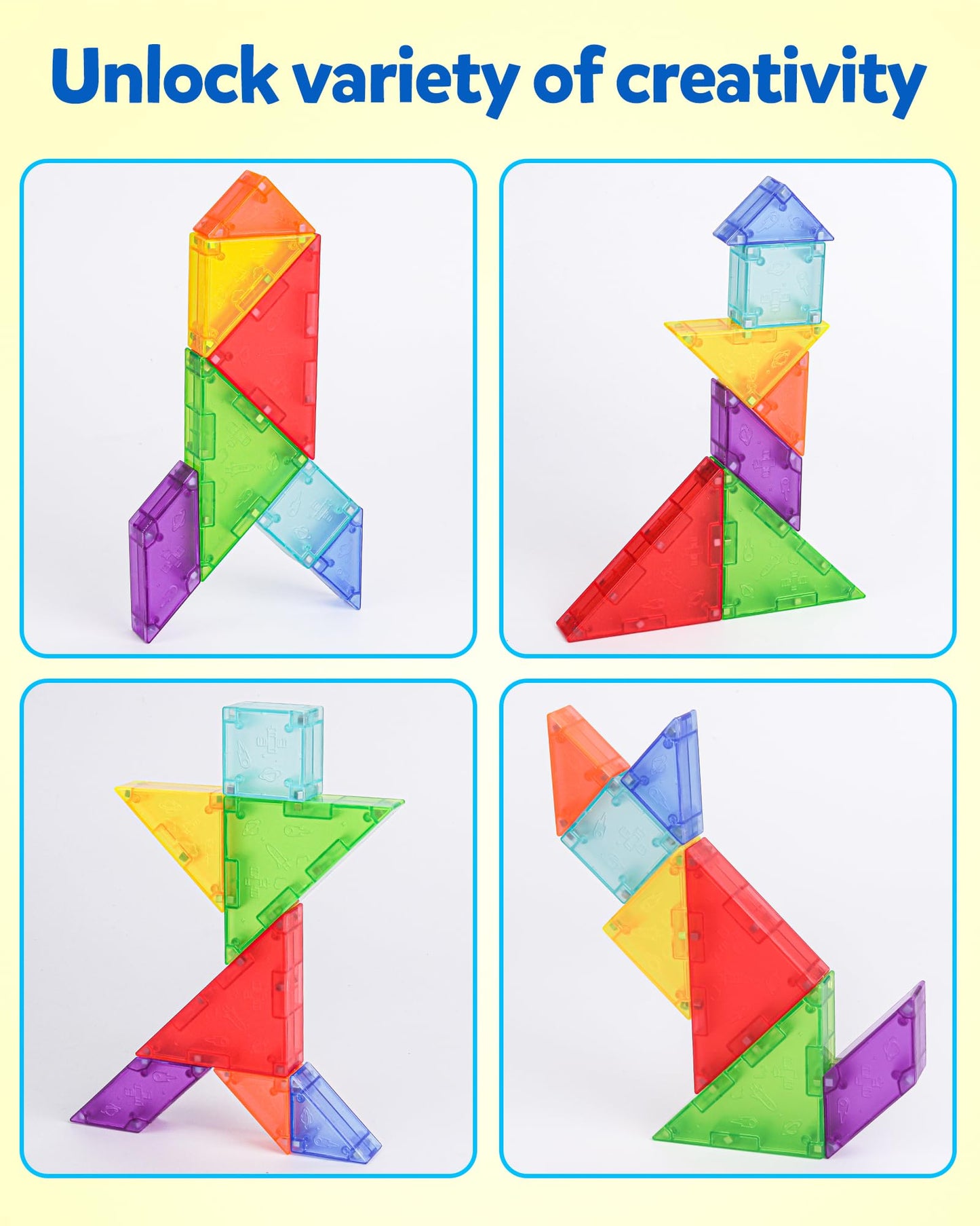Coogam Magnetic Travel Tangram Puzzle With 3D Building Blocks, Road Trip Pattern Shape Handwriting Jigsaw Books With 360 Brain Teasers, Montessori Educational Toy Gift For Kids Adults