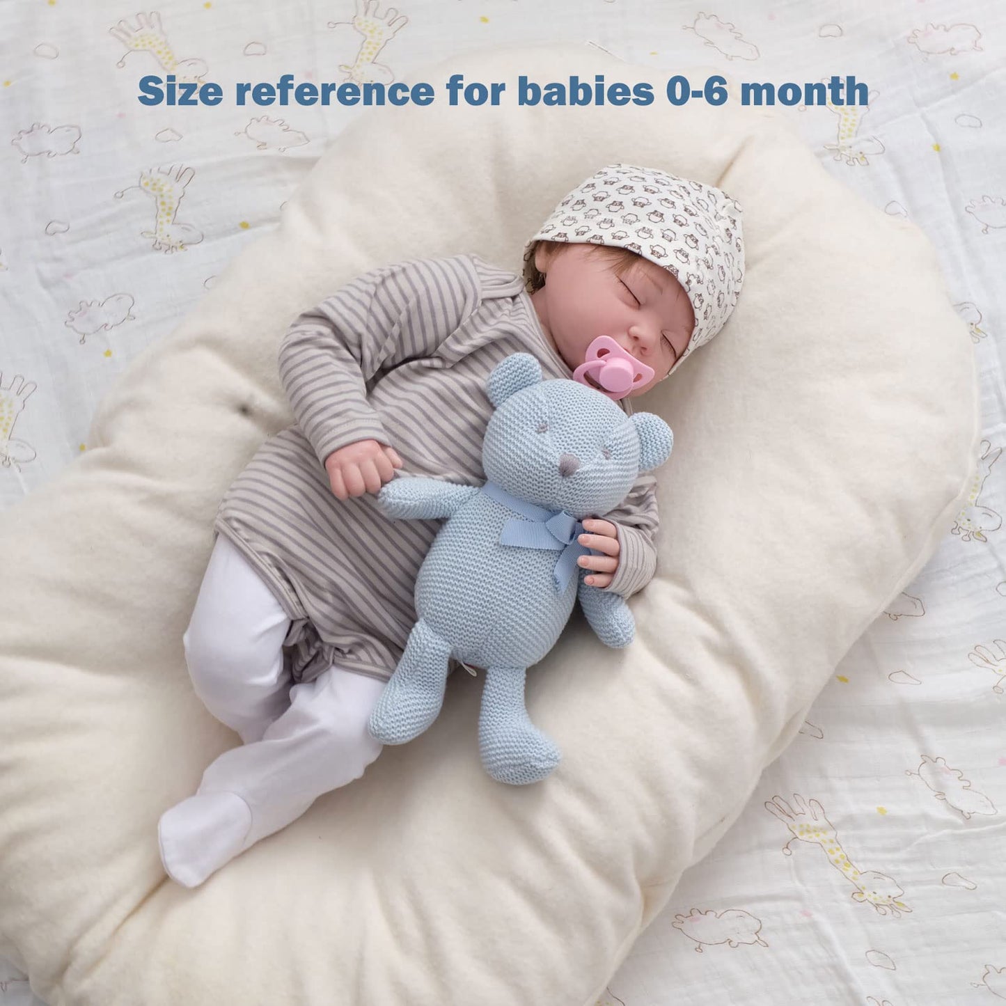 Fluffyfun Organic Baby Toys Blue Teddy Bear Stuffed Animal 6.5''