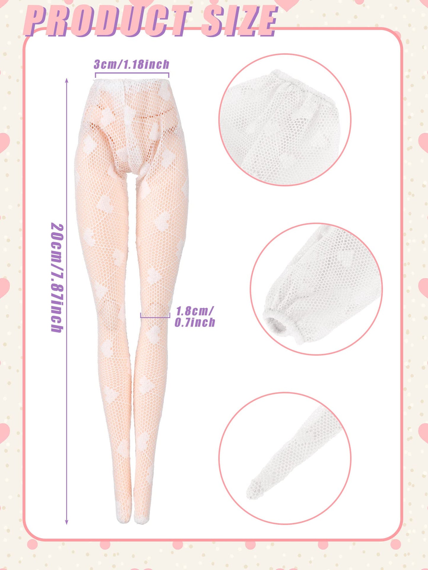 Sotiff 10 Pairs Doll Lace Stockings Handmade Long Sock Christmas Elf Doll Accessories Legging For Diy Doll Clothes Toy(Cute Style)