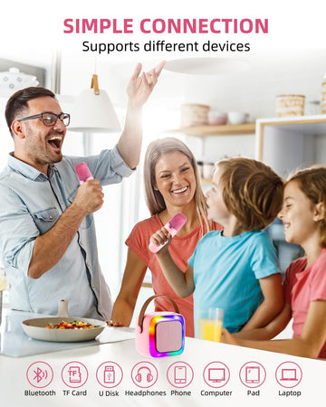 Anliuanliu Kids Karaoke Machine For Adults, Mini Portable Karaoke Bluetooth Speaker With 2 Wireless Microphones, Birthday Gifts
