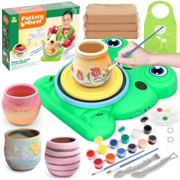 Pottery Wheel for Kids - Complete Pottery Painting Kit Arts and Crafts for Kids Ages 8-12 with 3 Pack Air Dry Clay Art Supplies 