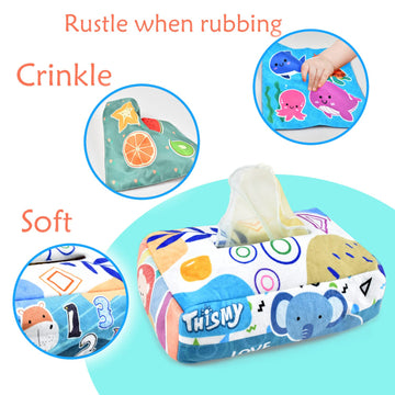 Baby Toys 6-12 Months Tissue Toy Montessori Toy For Babies 6-12 18 Months, Soft Contrast Crinkle Sensory Toys For Toddlers