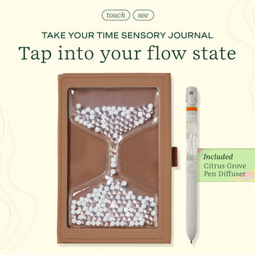 Lifelines Sensory Journal & Pen Diffuser Set, Take Your Time - Fidget Ruled Notebook Journal With Interactive Tactile Cover & Em