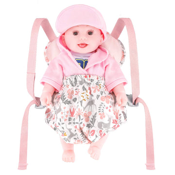 Gagaku Baby Doll Carrier Doll Accessories For 18-Inch Dolls Ikea Doll Reborn Baby Doll Bitty Baby American Girl Doll Carrier For Little Girls – Pink (Reindeer)