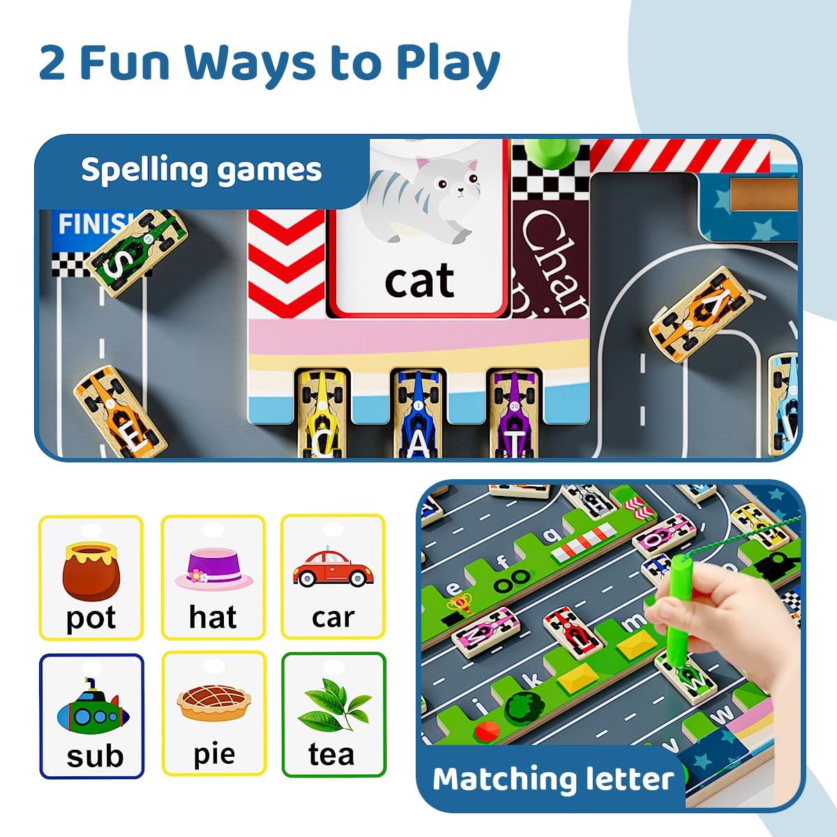 Montessori Magnetic Alphabet Maze & Car Puzzle - Wooden Toddler Toys Ages 3-5, Fine Motor Skills, Ideal Gift For Boys & Girls