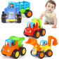 Orwine Inertia Toy Early Educational Toddler Baby Toy Friction Powered Cars Push And Go Cars Tractor Bulldozer Dumper Cement Mixer Engineering Vehicles Toys For Children Boys Girls Kids Gift 4Pcs