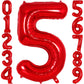 AIQINHU Red Foil Number 5 Balloon, 40 Inch Jumbo Mylar for 5th Birthday Party Decorations