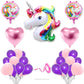 Flyloons Metallic Unicorn Theme Birthday Decoration Kit Pink Purple for Baby Girls Kids 5 Pcs Unicorn Theme 30 Pcs Pastel Balloo