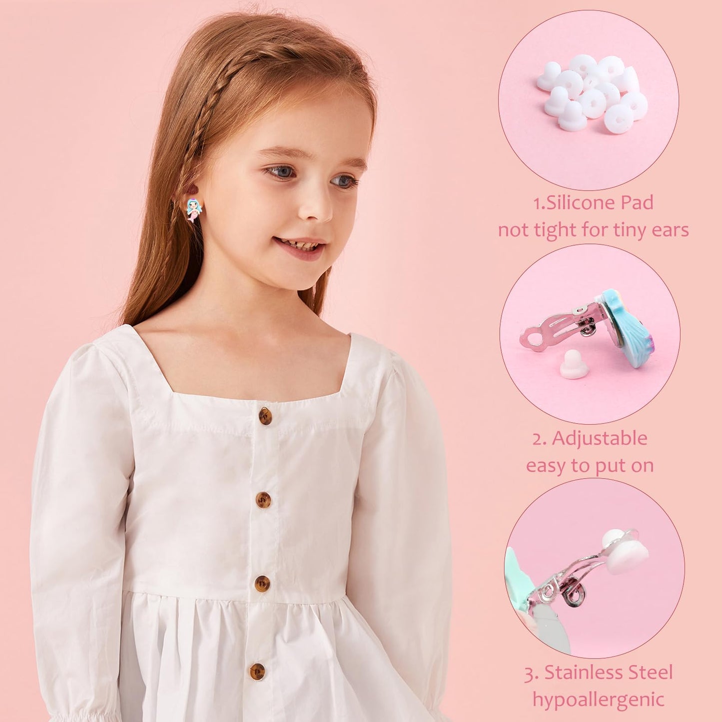 Clip On Earrings For Girls, 12/30 Pairs Hypoallergenic Kids Earrings, Cute And Great Gifts For Girls 4-12 (32-Pair Of Clip On Ea