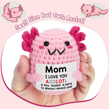 Mom Gifts from Daughter, Mini Crochet Axolotl for Mothers Day Birthday Christmas, Funny Present for Bonus New Mom in Law Son Kid
