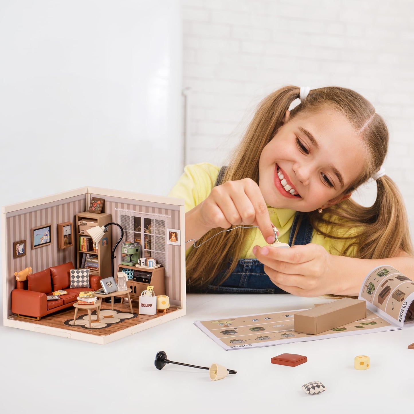 Robotime Diy Miniature House Kit Mini Dollhouse With Accessories Building Toy Set Tiny Room Making Kit With Led Light Hobby Uniq