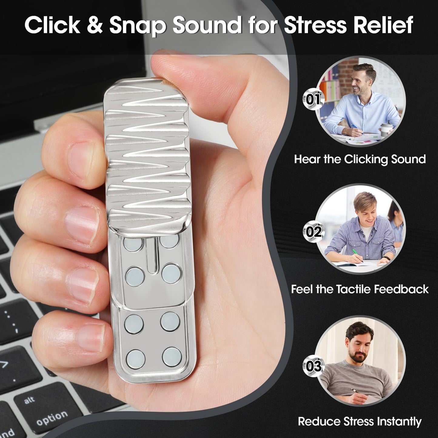 JUDIXY Magnetic Fidget Slider 3 Layer, Fidget Toys Adults for Stress Relief ADHD Anxiety with Click Sound, Portable Desk Fidget