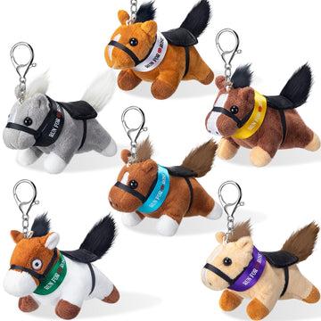 Wiwiqing 6 Piece Kentucky Horse Stuffed Keychain Derby Party Souvenir Run for the Roses Plush Gifts Derby Horse Plush Toy Women 