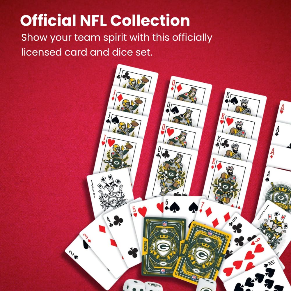 Masterpieces NFL Chicago Bears 2-Pack Playing Cards & Dice Set - Team Colors, Model CHB3230, Officially Licensed for Adults & Family