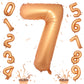 Number 7 Balloon For Boys, Giant Orange Self Inflating Number 0-9 Set Decor For Girls, 40 Inch Foil Helium 7 Balloon For 7Th Bir