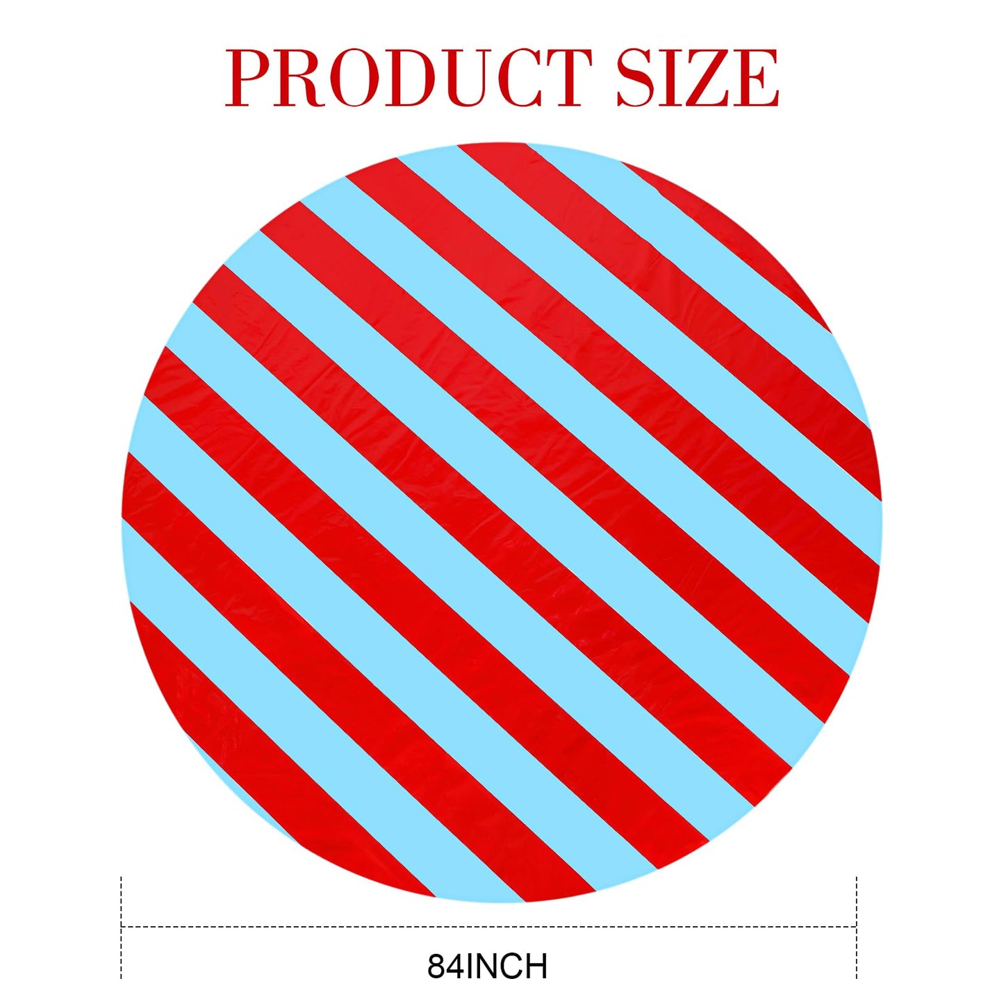 Tatuo 3 Pcs Red and Blue Round Circus Table Cloth 84 Inch Carnival Circus Tablecloths Striped Disposable Plastic Table Cover for