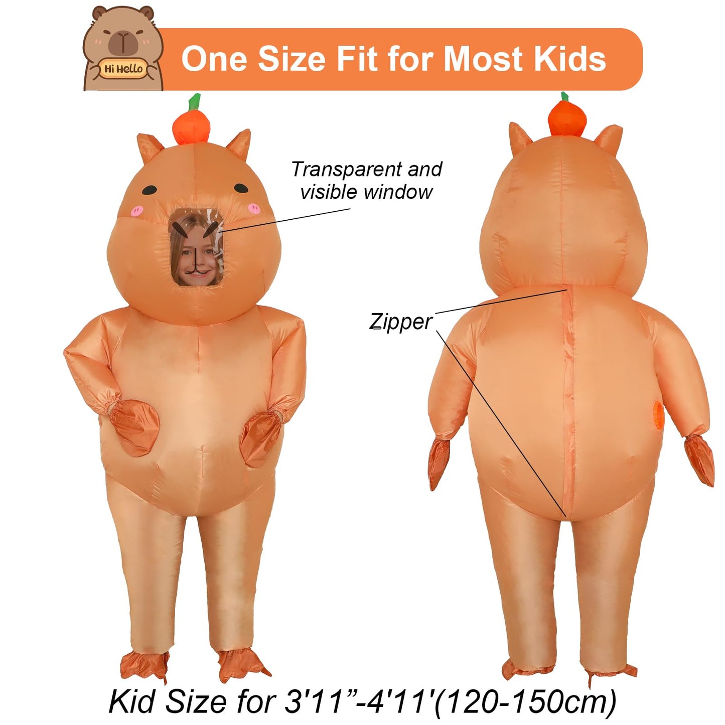 Xyjkidses Inflatable Capybara Costume Kids Halloween Costume Kid Girls Boys Funny Animal Blow Up Costumes Kid For Cosplay Party